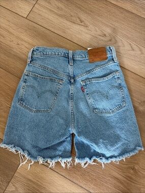 Levi's Light Blue Frayed Hem Denim Shorts